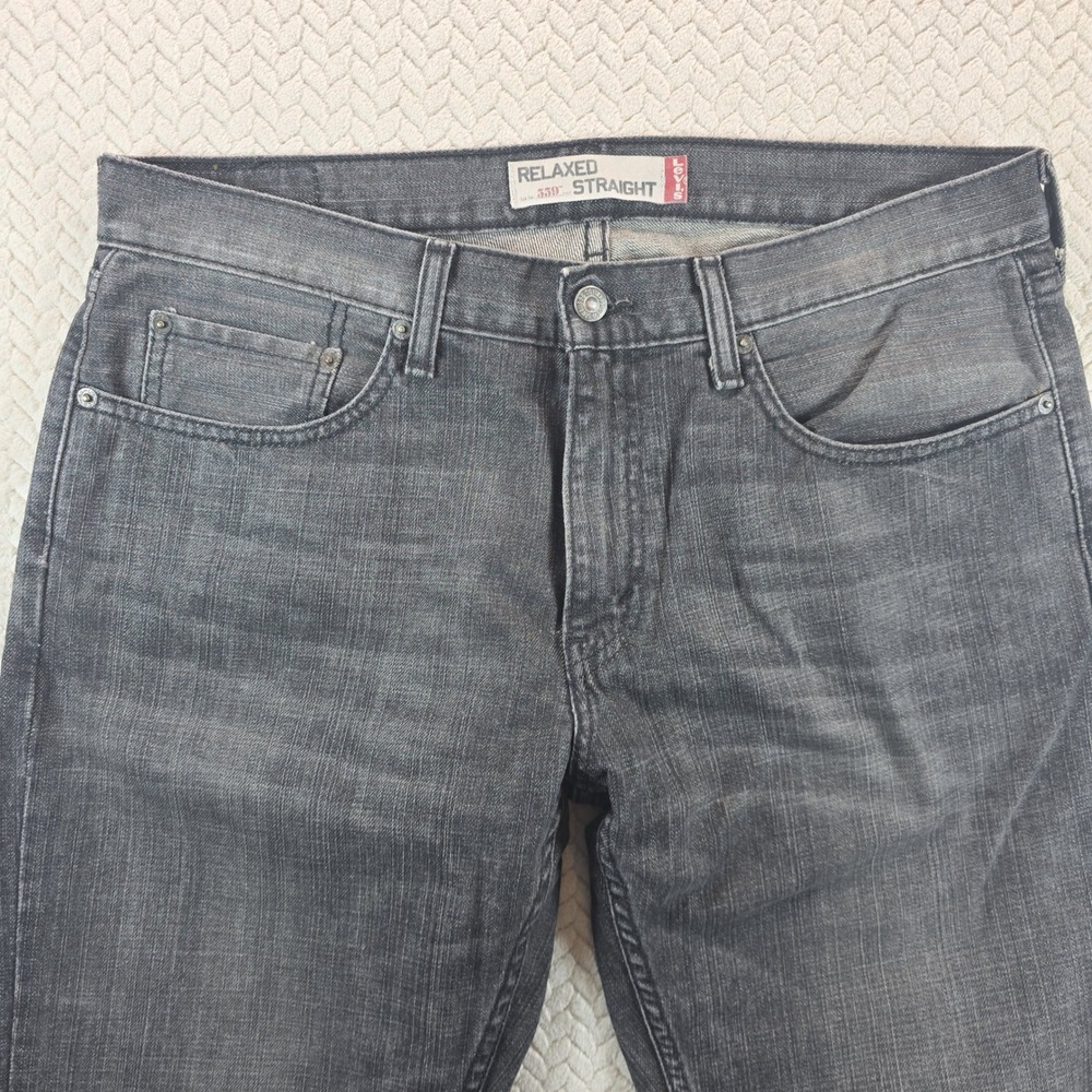 Y2K Levis 559 Relaxed Straight Jeans Mens 33x32 Black Dark Gray Faded Denim